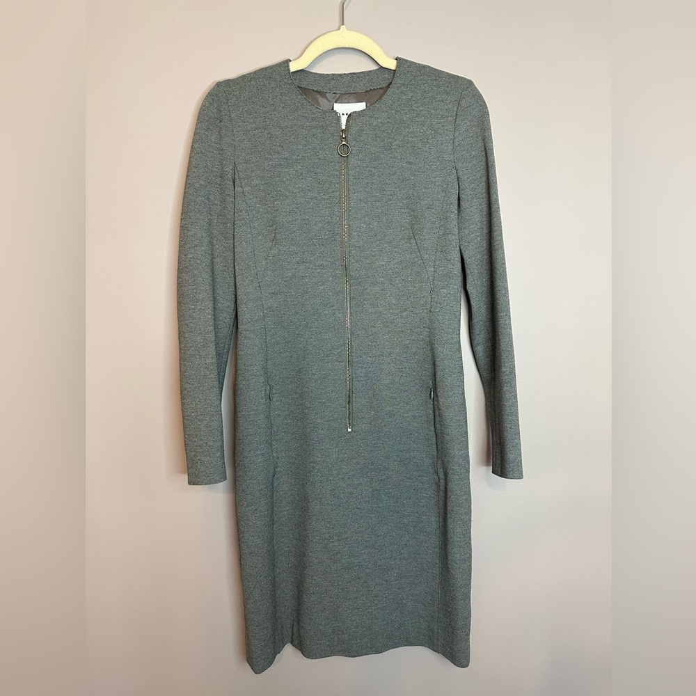 Akris Punto Gray Sheath Long Sleeve Womens Dress Zipper Size 4